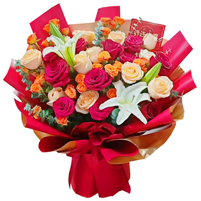 南充19朵玫瑰百合，爱情永不凋零