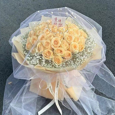 南充52朵香槟玫瑰满天星，你就是我的全部