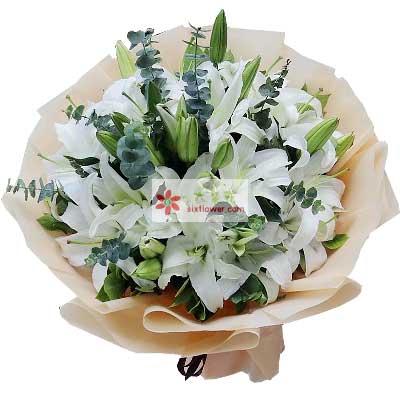 南充9支白色多头百合，祝福你幸福